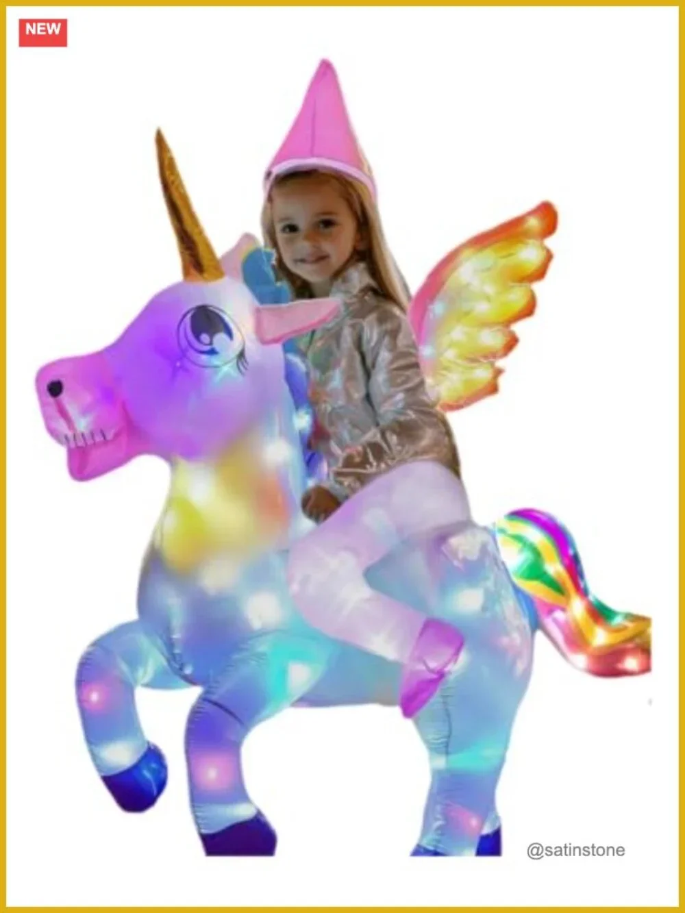 Inflatable Unicorn Costume with LED Light for Kids Halloween Party